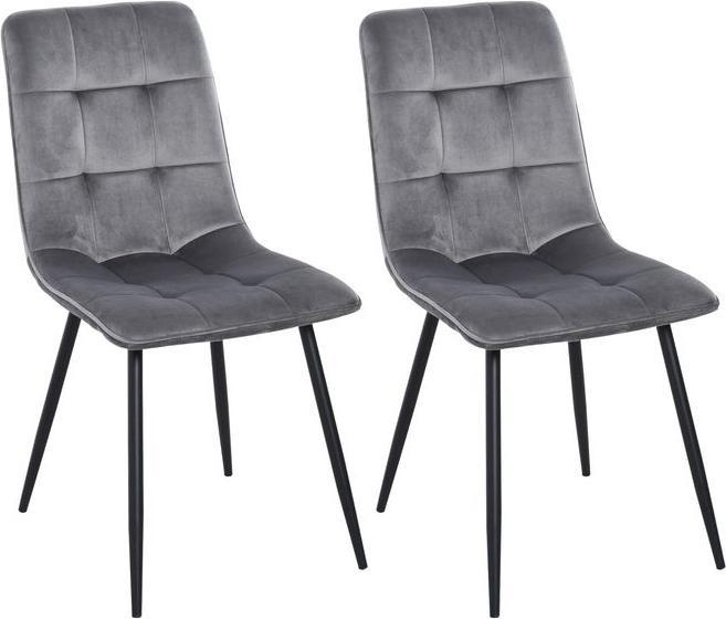 Immagine prodotto Swisshandel24 2er-Set Esszimmerstuhl Polsterstuhl Küchenstuhl Esstisch Schaumstoff Metall Grau+Schwarz 45 x 63 x 9