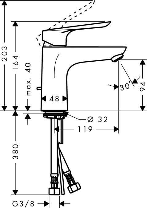 Produktbild hansgrohe HG Logis E 100 Einhebel-Badewanne - Auslauf mit Hv. mit Bv. 119mm Chrom