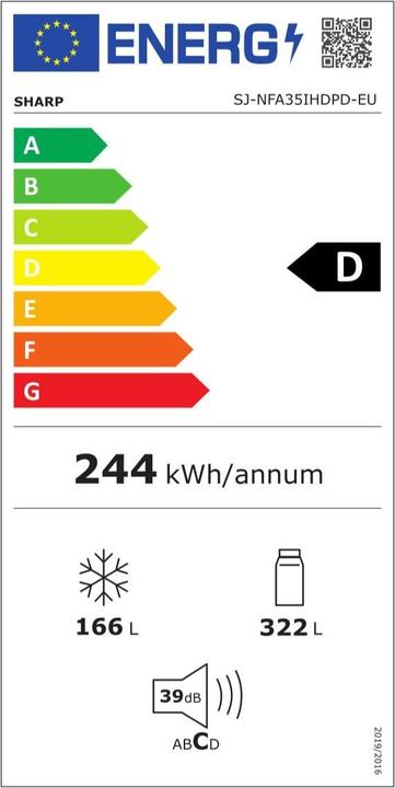 Label énergétique Sharp SJ-NFA35IHDPD-UE (487 l)