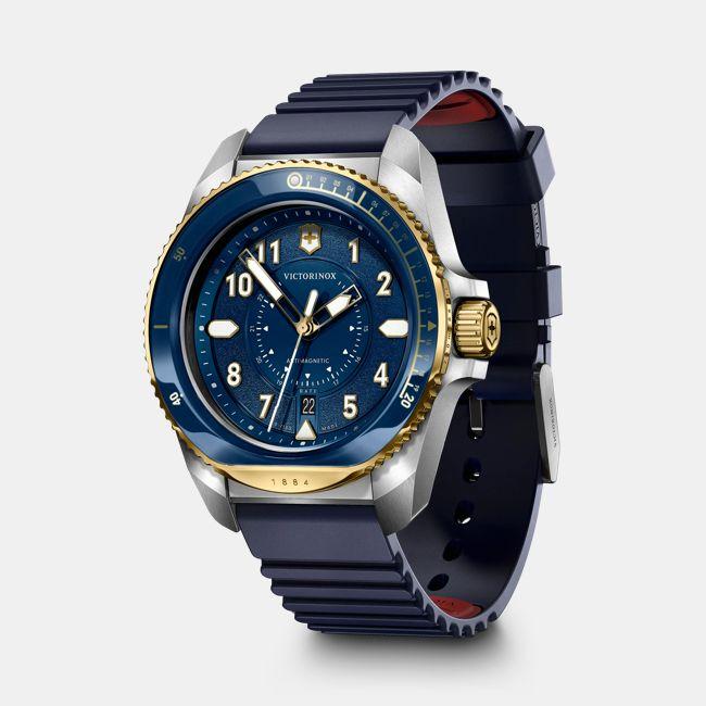 Produktbild Victorinox Journey 1884 Quartz Three hands Steel & Mineral, Taucheruhr, 43 mm, Ziffernblatt Blau, Kautschuk Arm (Taucheruhr, 43 mm)