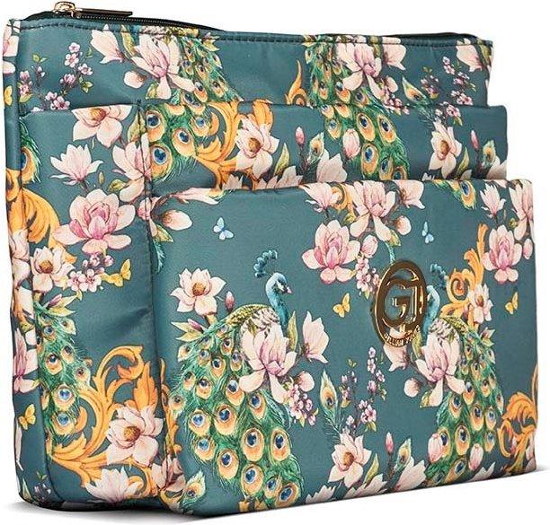 Immagine prodotto Cimi Gillian Jones - Borsa cosmetica a 3 scomparti - Stampa floreale verde