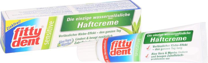 Actual product image Sanhelios fittydent sensitive water-insoluble adhesive cream for dentures, 40 g cream
