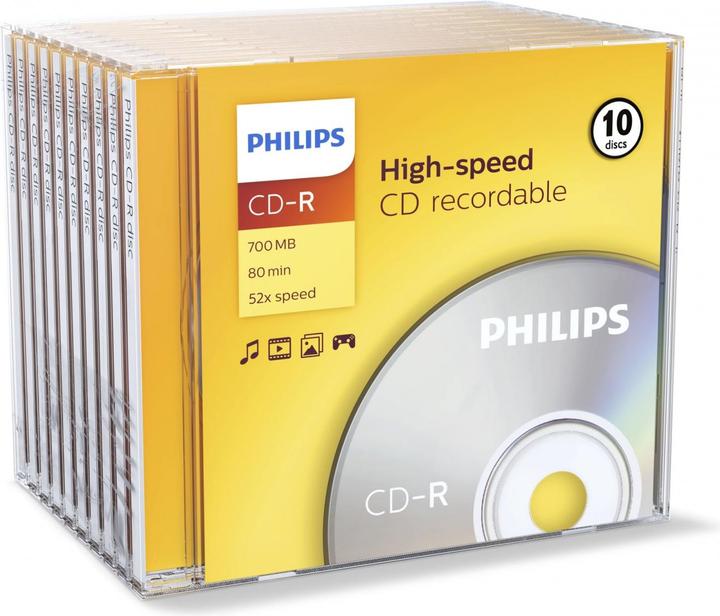 Produktbild Philips 1x10 CD-R 80Min 700MB 52x JC (10 x)
