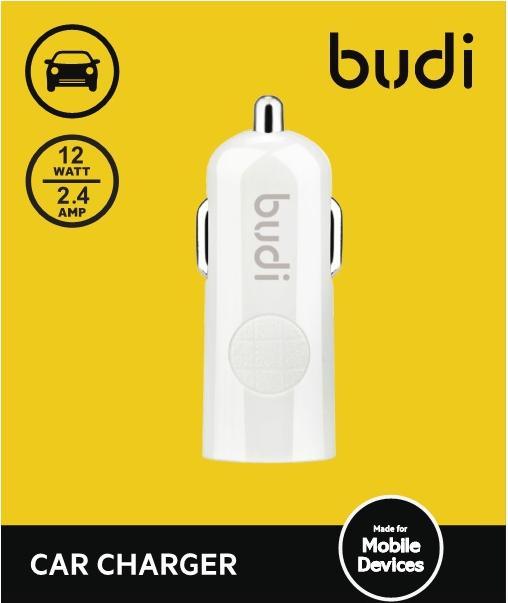 Produktbild Budi Ładowarka samochodowa USB (Biały)