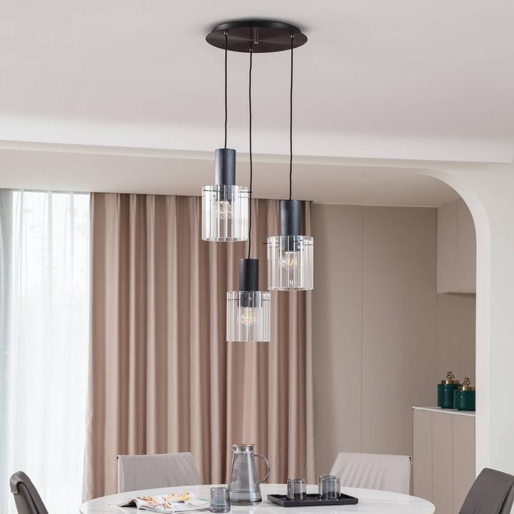 Produktbild Lucande Eirian 3 Cluster Pendelleuchte Clear/Black (E27)