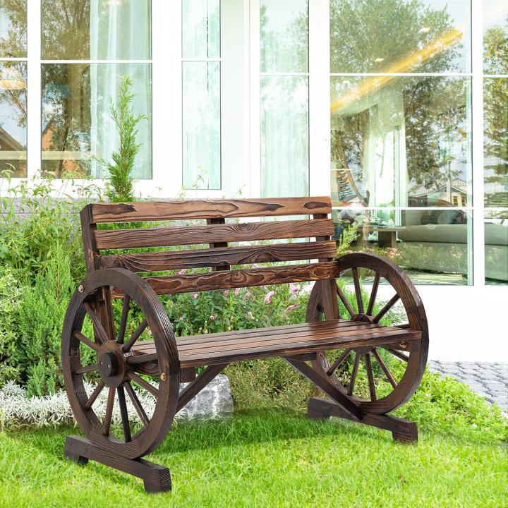 Actual product image Outsunny Garden bench wagon wheel design