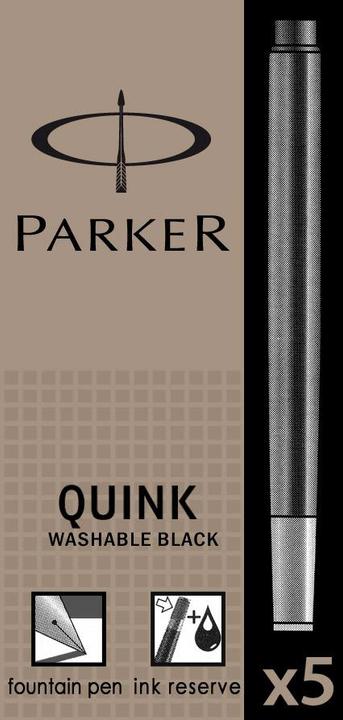 Actual product image Parker Pen Large capacity ink cartridges Quink, black permanent (Black, 5 x)