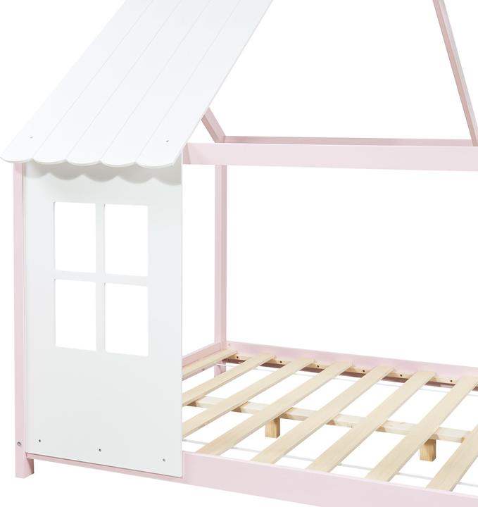 Immagine prodotto En.Casa Halboffenes Kinderbett Tostedt mit Matratze 120x200 cm Rosa/Weiss (120 x 200 cm)