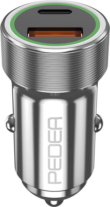 Actual product image Pedea Car quick charger ""Dual"" 20 Watt for USB type A/C, silver