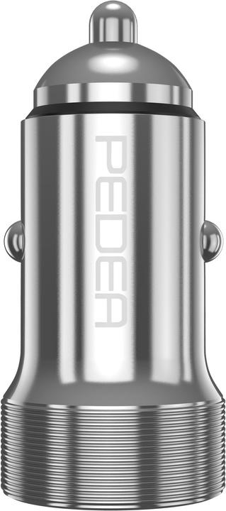 Actual product image Pedea Car quick charger ""Dual"" 20 Watt for USB type A/C, silver