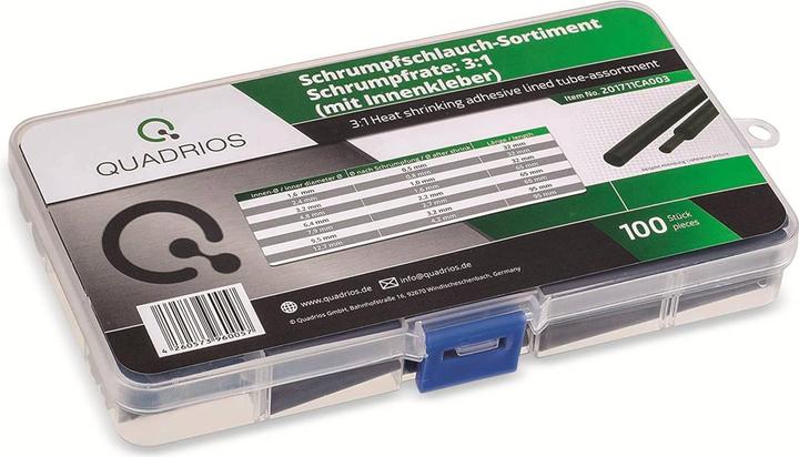 Actual product image Quadrios Premium heat shrink tubing assortment, 100 pieces - shrink ratio 3:1, with inner adhesive (100 x)
