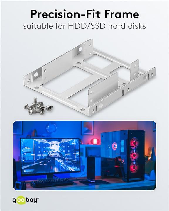 Immagine prodotto Goobay doppio telaio di montaggio per disco rigido da 2,5" a 3,5", argento
