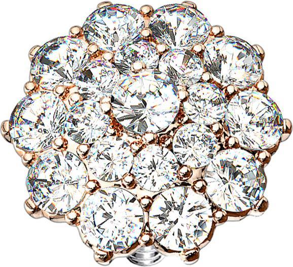 Star Piercing Dermal Anchor rosegold Kristallblume (Chirurgenstahl 316L, Messing)