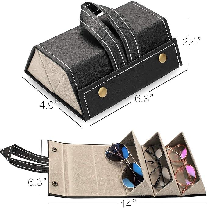 Only-Bags.Store Premium-Sonnenbrillen-Aufbewahrungs-Organizer, Brillen-Klapp-Reiseetui, hängende Display-Stütze