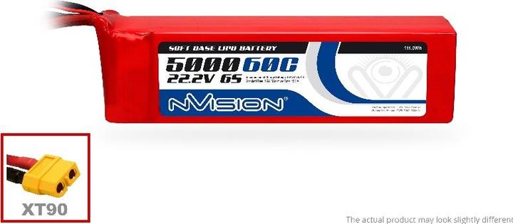 Produktbild nVision LiPo-Akku 22.2V 5000mAh 60C (22.20 V, 5000 mAh)