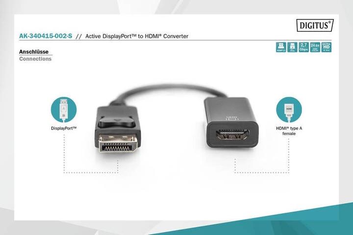 Immagine prodotto Digitus Atto. Cavo adattatore da DP a HDMI (HDMI, 25.20 cm)
