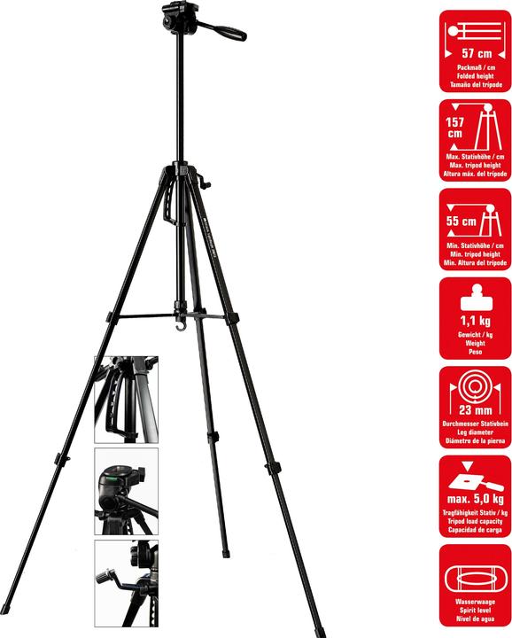 Produktbild Braun Battery tripod LW 3001S (57-157 cm, 1100 g, 3-way head, max. 5kg, black)