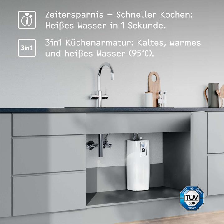 Actual product image Stiebel Eltron HOT 2.6 N Premium + 3in1 b (brushed), hot water appliance + tap for the kitchen, TÜV tested
