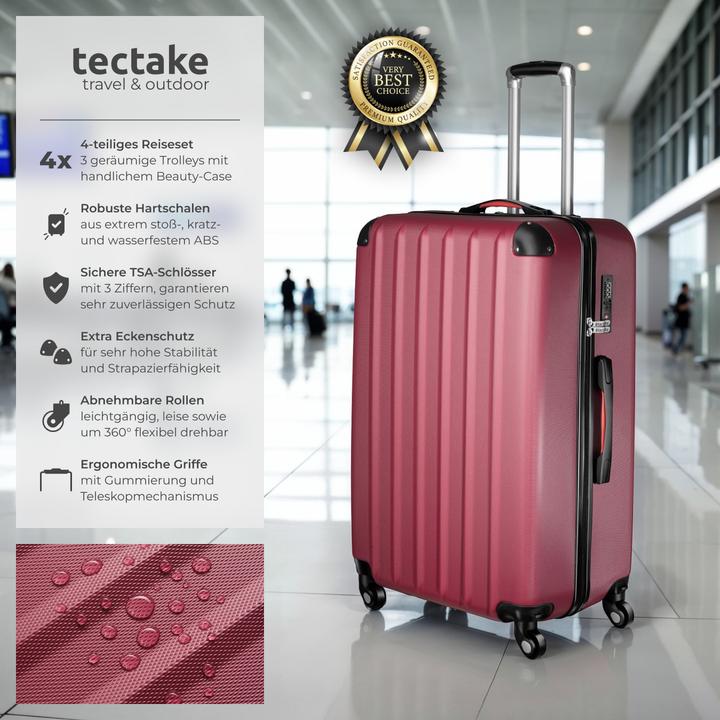 Actual product image tectake Suitcase Set Travel Suitcases Suitcases Travel Set Trolley Set Luggage Set Hardcase Trolley (90 l, Hand luggage (up to 50 litres), M (50 - 90l), L (90 - 115l))