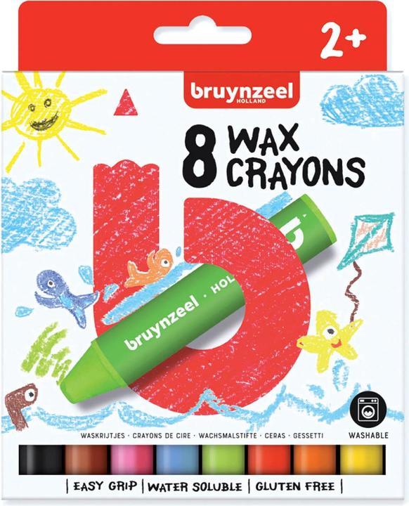 Image du produit Bruynzeel Crayons de cire Kids (Noir, Marron, Rouge, Jaune, Orange, Bleu clair, Pink, Vert clair, 8 x)