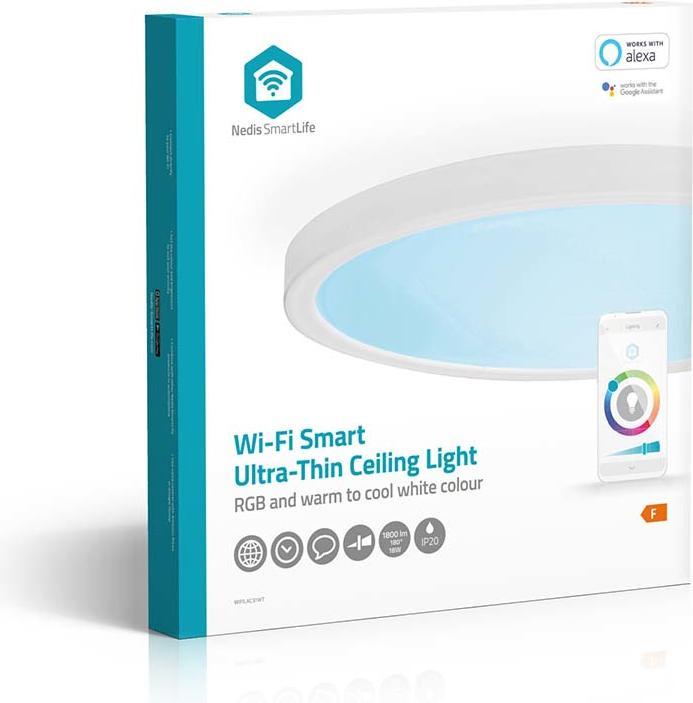 Image du produit Nedis SmartLife Plafonnier | Rond | 29 x 29 cm | Blanc chaud à blanc froid | Pleine couleur (RGB) | 1800 (1800 lm)