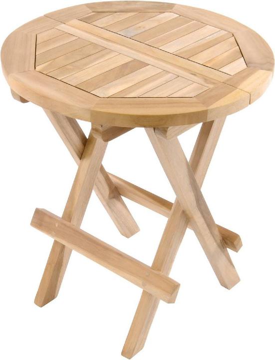 Produktbild VCM Beistelltisch Blumen Hocker Tisch klappbar Teakholz unbehandelt Ø40 (40 cm)