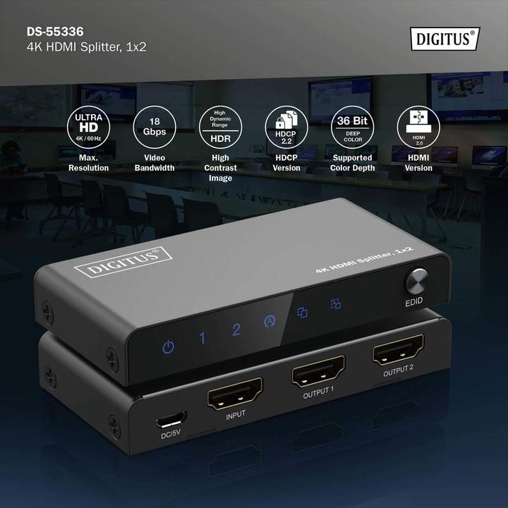 Produktbild Digitus 4K HDMI Splitter, 1x2