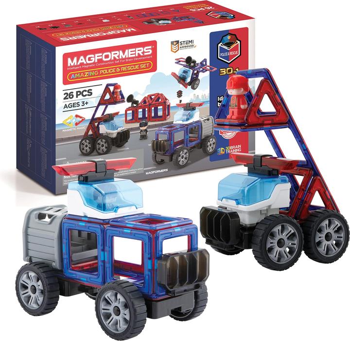 Immagine prodotto Magformers Incredibile set di salvataggio della polizia, 16 pezzi
