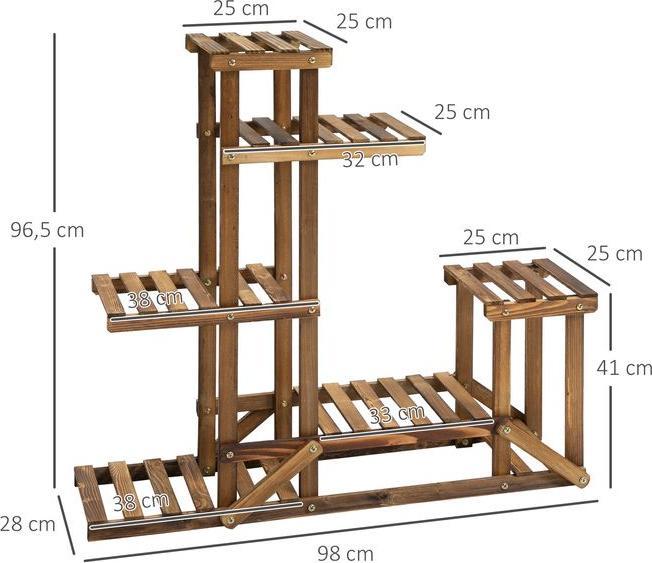 Produktbild Swisshandel24 Pflanzenregal Blumenständer Massivholz 6 Ebenen Vierstufiges Blumenregal Blumentreppe Blumenleiter V