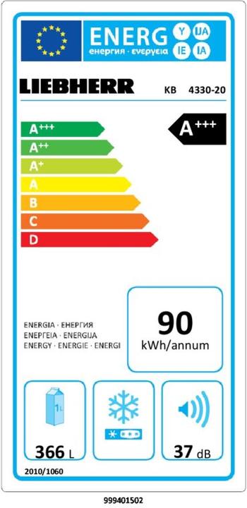 Label énergétique Liebherr KB 4330-21 (372 l)