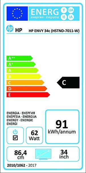 Energie-Label HP Envy 34c (3440 x 1440 Pixel, 34")