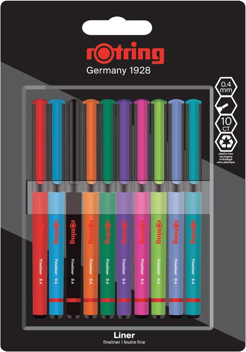 Rotring Fineliner-Feinfaserschreiber Fun Farben (Mehrfarbig, 10 x)