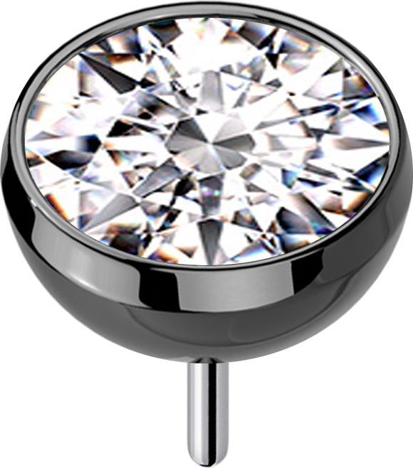 Produktbild Star Piercing Threadless Halbkugel schwarz mit Kristall silber (ohne Messing, Titan G23)