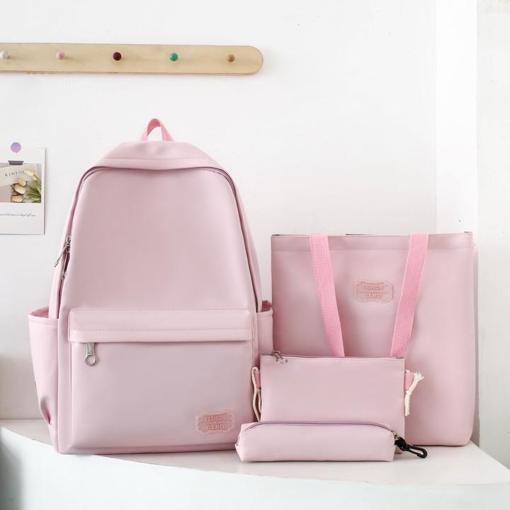 Only-Bags.Store Set di borse 4 pezzi: zaino in nylon a tinta unita con cinghie regolabili, tote, crossbody &