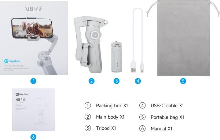 Actual product image FeiYu Tech Vimble 4SE, 3 axis handheld gimbal for smartphone (Smartphone)
