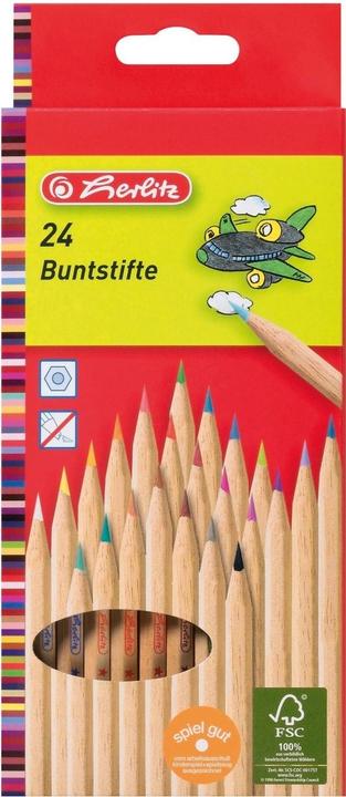 Herlitz Crayons natural FSC wood 24er hanging box (Assorted colours, 24 x)