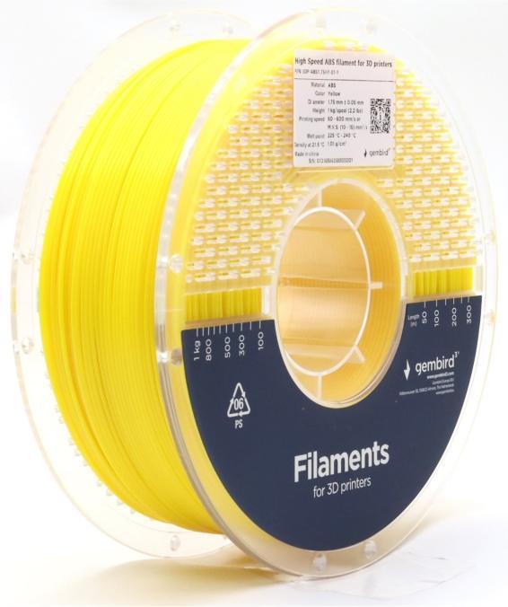 Produktbild Gembird 3DP-ABS1.75HY-01-Y (ABS, 1.75 mm, 1000 g, Gelb)