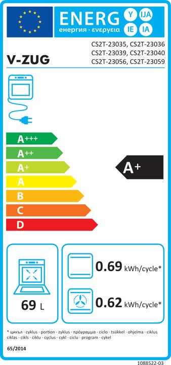 Label énergétique V-Zug 2303500008