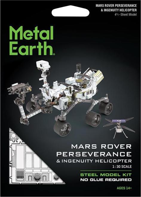 Actual product image Fascinations Metal Earth Space 3D Bricks : Mars Rover Perseverance & Ingenuity Helicopter