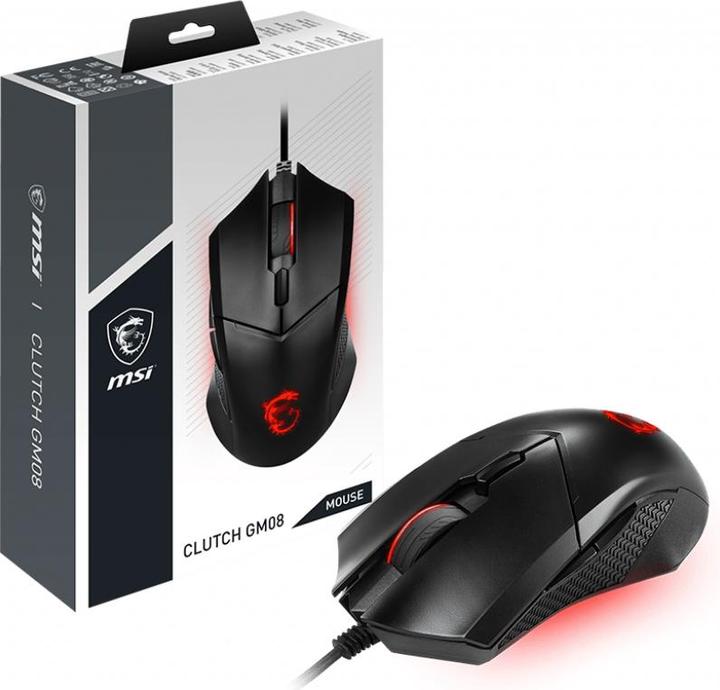 Image du produit MSI CLUTCH GM08 Gaming Mouse Optical "Capteur optique 4200 DPI, 6 boutons programmables (Filaire)