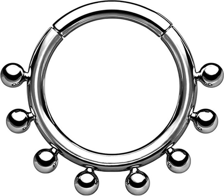 Produktbild Star Piercing Micro Segmentring klappbar silber acht Kugeln weit (ohne Messing, Titan G23)