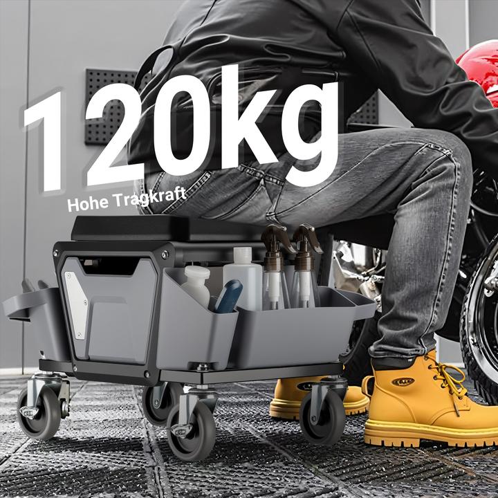 Produktbild Wiltec Rollsitz 120kg Werkstatthocker Rollhocker Werkstattstuhl Arbeitshocker