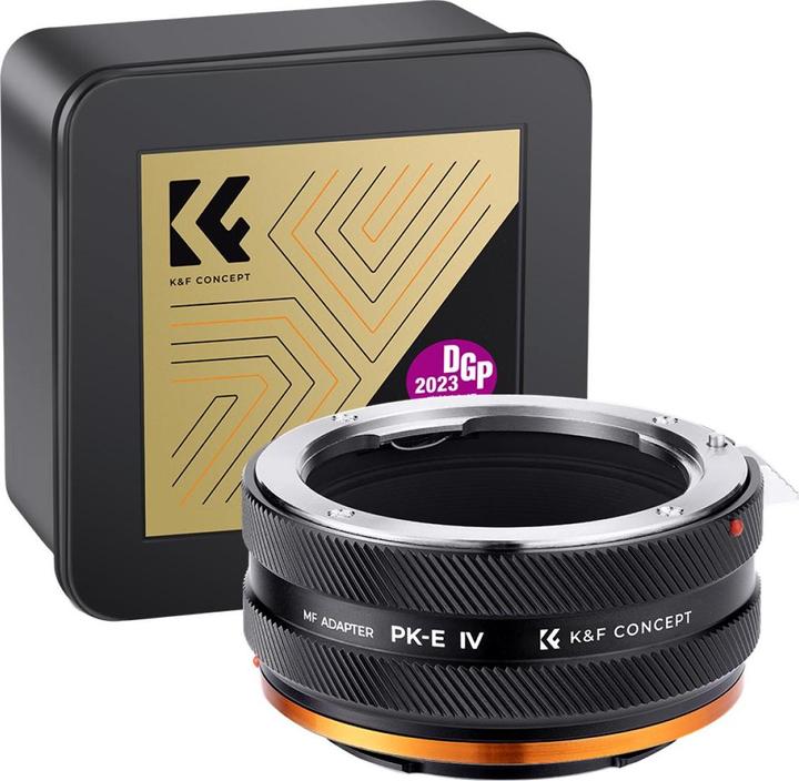 Actual product image K&F Concept High Precision lens adapter, matte paint, orange, PK-E IV PRO