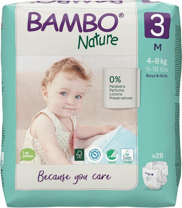 Actual product image Bambo Organic diapers Midi (Size 3, Pack, 28 Piece)