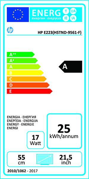 Label énergétique HP Affichage d'élite E223 (1920 x 1080 pixels, 21.50")