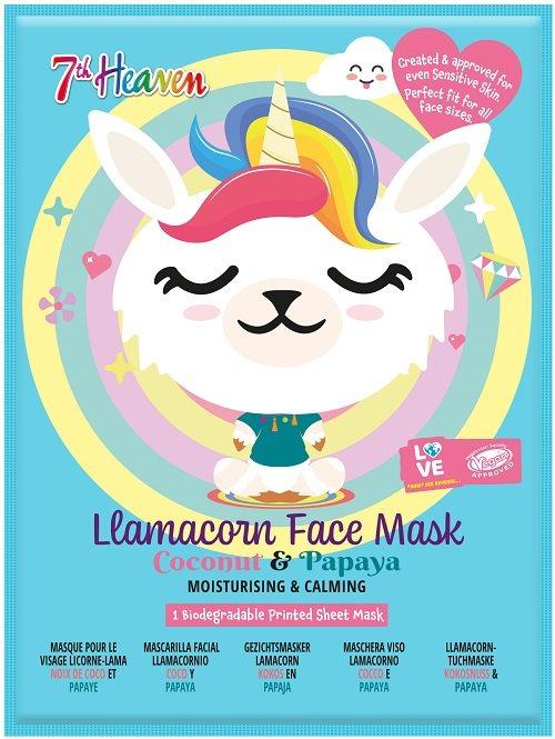 Actual product image 7th Heaven Llamacorn Sheet Face Masks Skincare Set for Kids Aged 8+ Coconut & Papaya Calming Hydrati