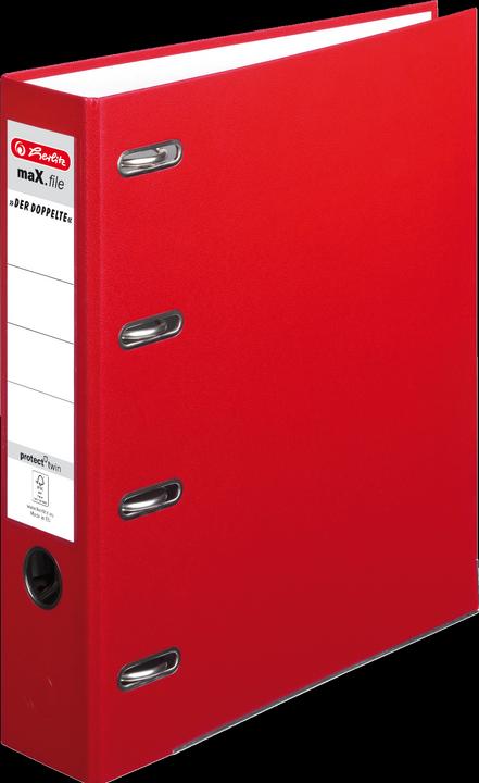 Produktbild Herlitz PP-Doppelordner maX.file, Rückenbreite: 70 mm, rot zweifache DIN A5-quer-Ablage, PP-Kunststoffbezug (A4, 70 mm, 1 Stück)