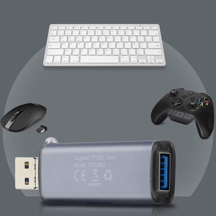 Actual product image LinQ 2-in-1 Lightning / USB plug SD / Micro-SD card reader, - Grey (Lightning, USB)