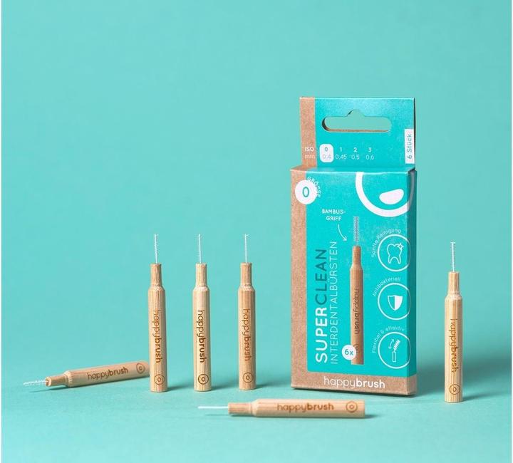 Actual product image happybrush Interdental brushes SuperClean ISO 0 0.4 mm Brown 6 pieces (6 x)
