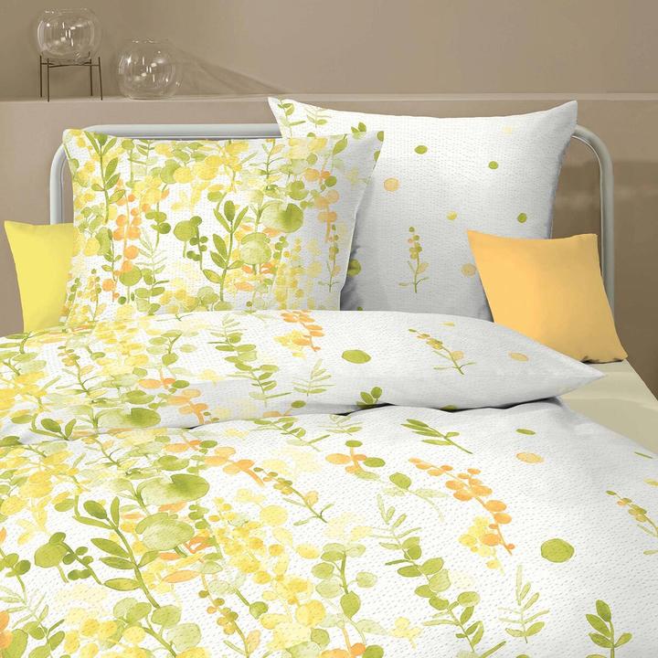 Actual product image Traumschlaf Seersucker bed linen Inaya lemon (Bedding set, 160x210 cm + 65x100 cm)